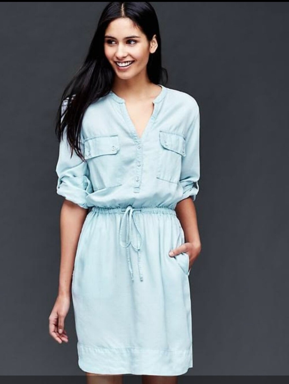 GAP Tencel® Chambray Utility Dress — Size S